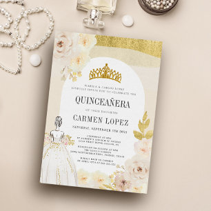 Invitation Princesse Florale Or Lumière Anniversaire Quincean