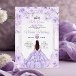 Invitation Princesse florale pourpre et argent Quiñceanera<br><div class="desc">Purple & Argent Floral Princesse Quiñceanera Invitation Mis Quince 15 Anos,  16e Anniversaire Papillon.</div>