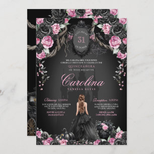 Invitation Princesse Halloween noir rose Quinceanera