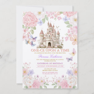 Invitation Princesse IL ÉTAIT UNE FOIS Château Floral anniver