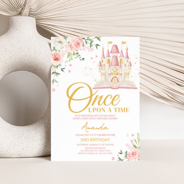 Invitation Princesse Il était une fois fête d'anniversaire (Princess Castle Once Upon a Time Birthday Party Invitation)