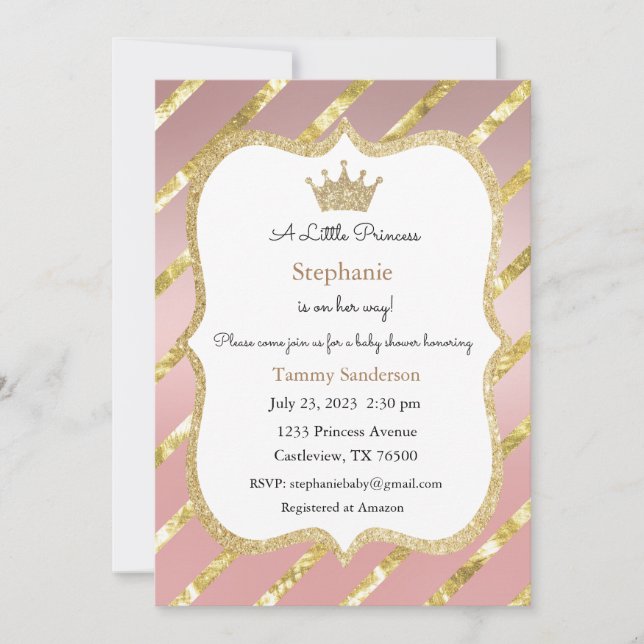 Invitation Princesse, Invitation Baby Shower (Devant)