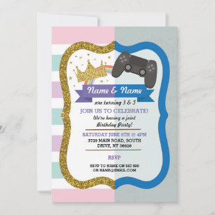 Invitation Princesse & Jeu Joint Boy Girl Anniversaire Invita