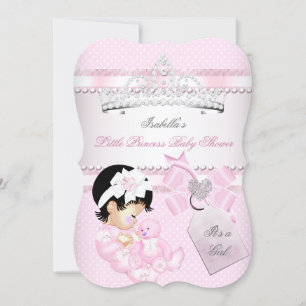 Invitation Princesse Joli Baby shower mignonne fille Tiara Sp