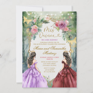 Invitation Princesse jumeaux de la forêt violette et rouge po