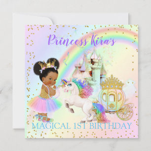 Invitation Princesse Licorne Carrosse Château Arc-en-Ciel Mag