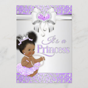 Invitation Princesse Lilas & Diamant Argent Afro-Américaine