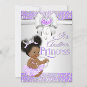 Invitation Princesse Lilas et Diamant Argenté Afro-Américaine
