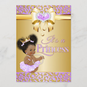 Invitation Princesse Lilas et Diamant Doré Afro-Américaine