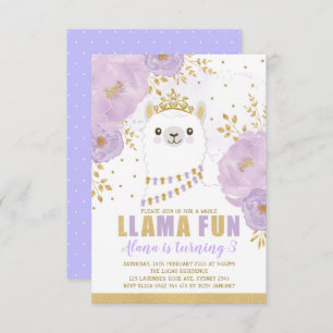 Invitation Princesse Llama Birthday/partie pourpre de fiesta