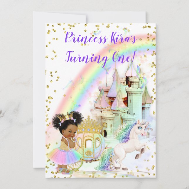 Invitation Princesse magique Castle Carriage Unicorn (Devant)