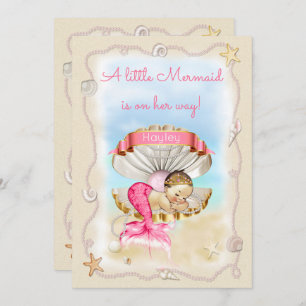 Invitation Princesse Mermaid Name sur le baby shower de Shell