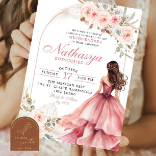 Invitation Princesse mexicaine rose pâle Quinceanera