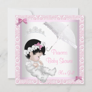 Invitation Princesse Mignonne Baby shower Jolie dentelle rose