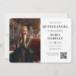 Invitation Princesse moderne Photo QR Code Quinceañera