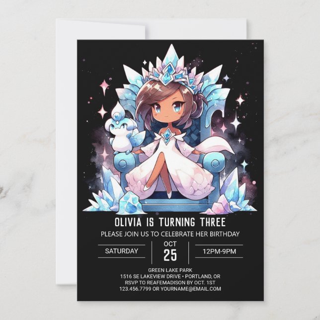 Invitation Princesse numérique personnalisée Anniversaire (Devant)