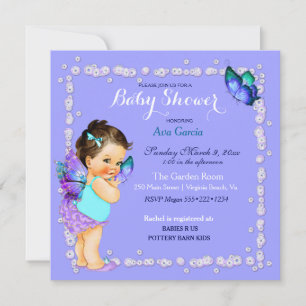 Invitation Princesse Papillon Bébé Fille Lavande