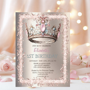 Invitation Princesse Parties scintillant Couronne Cadre Ivoir