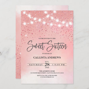 Invitation Princesse Parties scintillant rose éclaire les lum