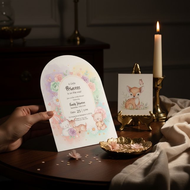 Invitation Princesse Pastel Fête de Naissance en Forêt Enchan (Créateur téléchargé)