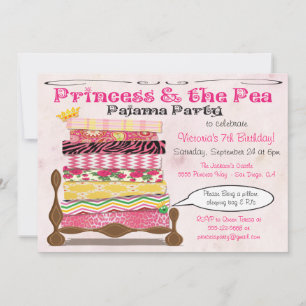 Invitation Princesse & Pea Pajama fête d'anniversaire