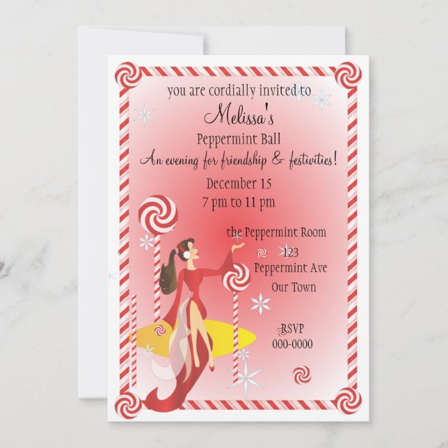 Invitation Princesse Peppermenthe Assis Joliment (Devant)