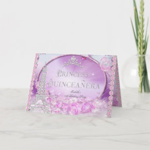 Invitation Princesse pliée Quinceanera Magique rose violet