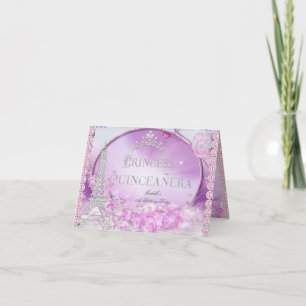 Invitation Princesse Pliée Quinceanera Rose Magique Violet