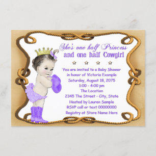 Invitation Princesse pourpre baby shower de cow-girl