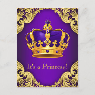 Invitation Princesse pourpre de fantaisie baby shower d'or