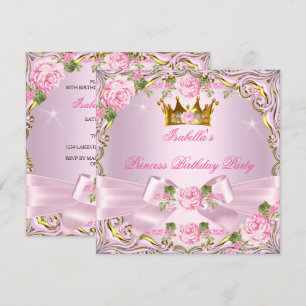 Invitation Princesse Pretty Blush Roses Rose Or Anniversaire