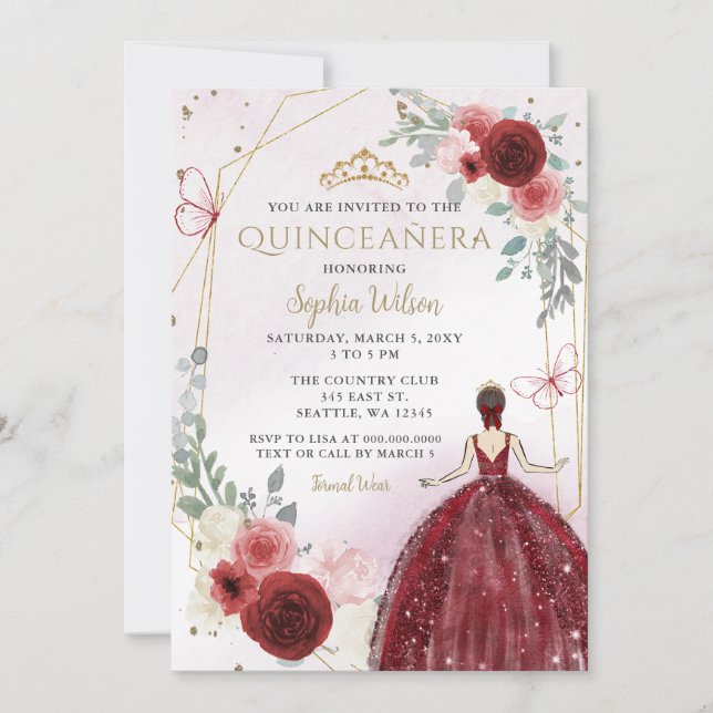Invitation Princesse Quinceañera (Devant)