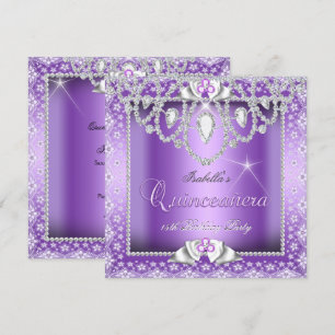 Invitation Princesse Quinceanera 15 ans Violet Dentelle Diama