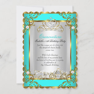 Invitation Princesse Quinceanera 15e Anniversaire Bleu Sarcel