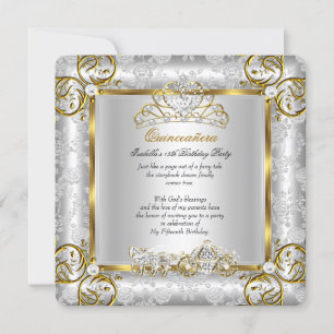 Invitation Princesse Quinceanera 15e Anniversaire Or Argent