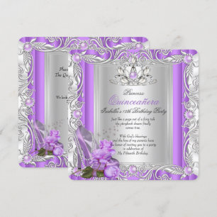 Invitation Princesse Quinceanera 15e Anniversaire Rose Violet