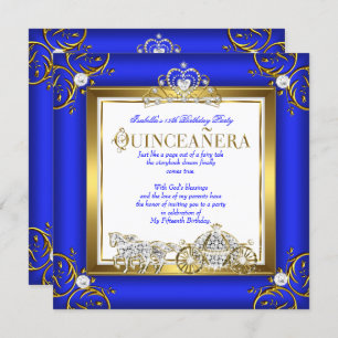 Invitation Princesse Quinceanera 15e anniversaire Royal Blue 