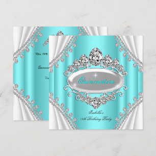 Invitation Princesse Quinceañera Anniversaire Turquoise Diama