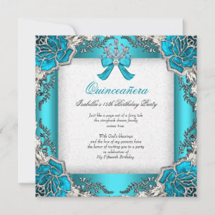 Invitation Princesse Quinceanera Aqua Sarcelle 15e Anniversai