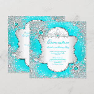 Invitation Princesse Quinceanera Aqua Sarcelle Hiver Pays Mer
