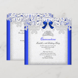 Invitation Princesse Quinceanera Bleu Royal 15e Anniversaire 