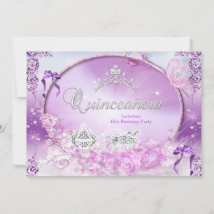 Invitation Princesse Quinceanera Carrosse Magique Violet