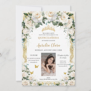 Invitation Princesse Quinceañera Champagne Rose d'ivoire Phot