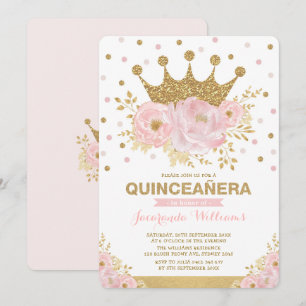 Invitation Princesse Quinceañera de la Couronne florale d'or