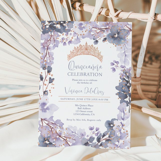 Invitation Princesse Quinceanera de lavande dorée (Créateur téléchargé)