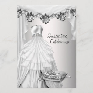 Invitation Princesse Quinceanera de roses blancs de diadème