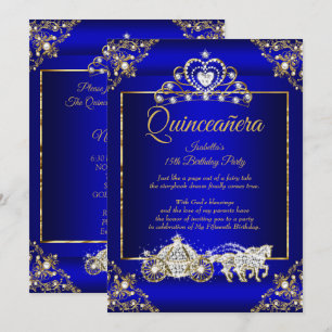Invitation Princesse Quinceanera Elite Royal Blue Gold