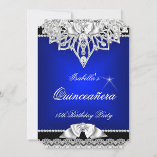 Invitation Princesse Quinceanera Fille Bleu Royal 15 Ans