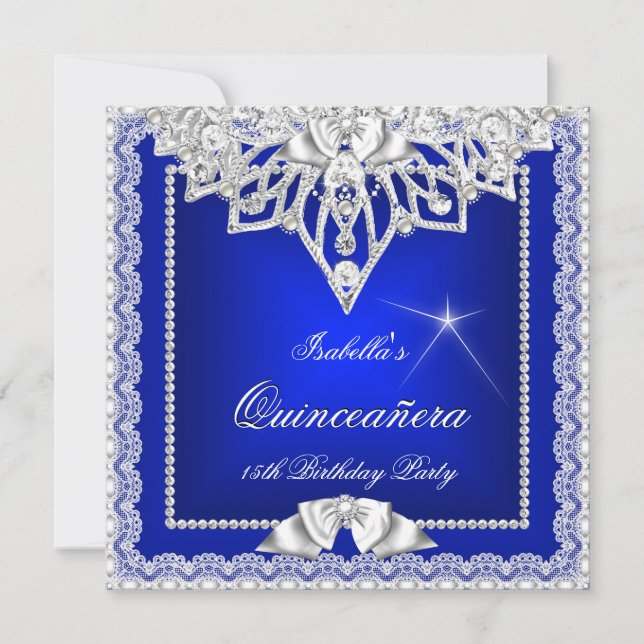 Invitation Princesse Quinceanera fille Turquoise Royal Blue T (Devant)