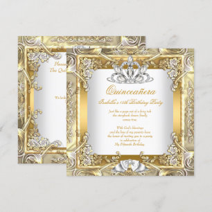 Invitation Princesse Quinceanera Or Argent 15e Anniversaire
